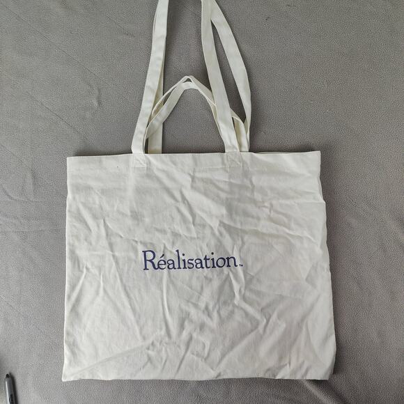 Realisation Shopping Tote Bag‎ White Top Handle Preppy Designer - Picture 1 of 4